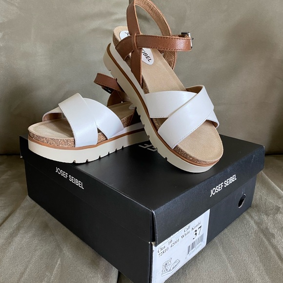 NIB Josef Seibel “Clea 10” White Kombi ladies wedge platform sandals, size EU 37 - Picture 9 of 12